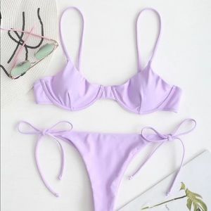 ZAFUL Tie Underwire Balconette Bikini Set